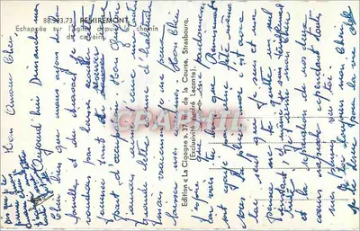 La Cigogne — widok wsi z kościołem — Wydanie «La Cigogne» — Rewers