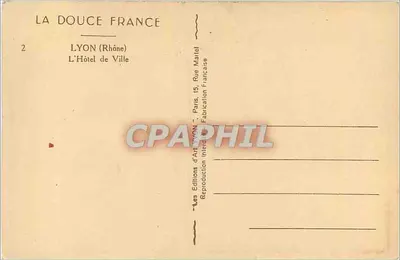 L'Hôtel de Ville de Lyon — Rhône — Éditions d'Art Lyon — Verso