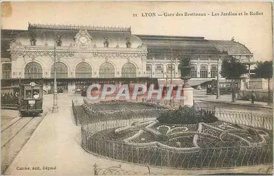LYON — Gare des Brotteaux — Les Jardins et le Buffet — Carrier, édit. Déposé