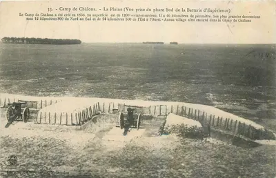 Camp de Châlons - La Plaine (Vista tirada do farol Sul da Batterie d'Expérience) — Editor: Impressor Militar Guéron, Mourmelon