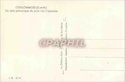 Coulommiers (S.-et-M.) — Um canto pitoresco do parque das Capucinas — As Edições de Arte — Verso