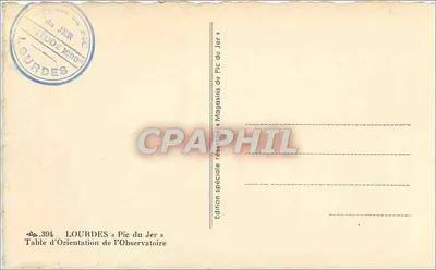 Vista del Pic du Jer — Tabella di Orientamento — Edizione speciale Magasins du Pic du Jer — Verso