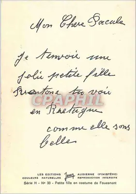 Meisje in kleding van Fouesnant — Les Éditions Jean Audierne, Serie H Nr 33 — Achterkant