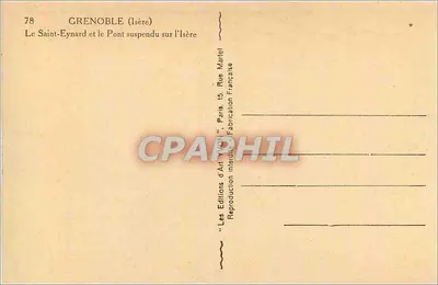 Grenoble (Isère) — Le Saint-Eynard et le Pont suspendu sur l'Isère — Wydawnictwo Sztuki YON, Paryż — Rewers