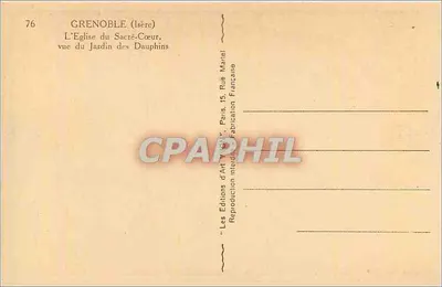Grenoble (Isère) — A Igreja do Sagrado Coração, vista do Jardim dos Dauphins — Les Éditions d'Art Martel, Paris — Verso