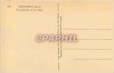 Grenoble (Isère) — Ogólny widok i Alpy — Wydawnictwo Art Yvon, Paryż — Rewers