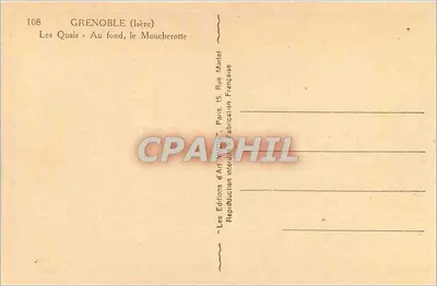 Grenoble (Isère) — Os Quais - No fundo, o Moucheterotte — Les Éditions d'Art Nouveau, Paris — Verso