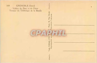 Grenoble (Isère) — Doliny Drac i Isère — Terrasa teleferyku Bastille — Wydawnictwo Art Véron, Paryż — Rewers