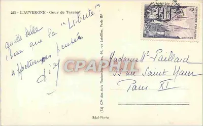 Auvergne - Gour de Tazenat — wydawca Réal-Photo, nr 225 — Rewers