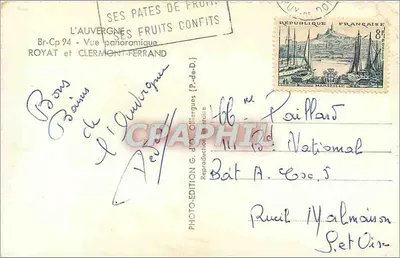 Vista panorâmica de Clermont-Ferrand — A Auvergne — Edição G. d'Ollierques — Verso