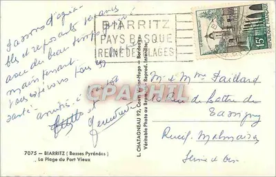 Plaża Port Vieux — Biarritz — Wydawca Elcée, seria 7075 — Rewers