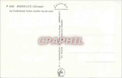 Bordeaux (Gironde) — Katedra św. Andrzeja widziana z nocy — Wydawca L. Chatagneau, nr P 3403 — Rewers