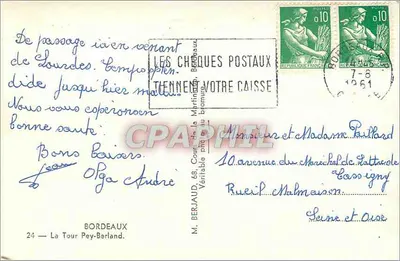 La Torre Pey-Berland — Bordeaux — editore M. Berjaud — Verso