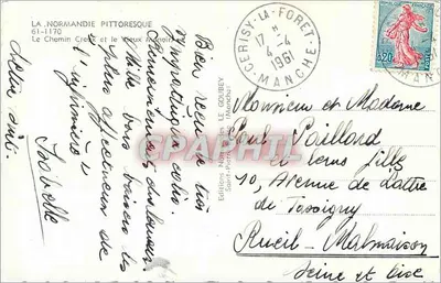 O Caminho Creux e o Velho Château — A Normandia Pitoresca — Edições Le Goubey, Saint-Martin (Manche) — Verso