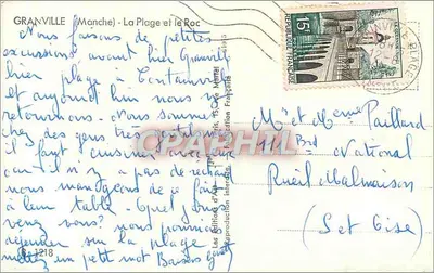 Granville (Manche) - La Plage et le Roc — Les Éditions d'Art, n° 1218 — Verso