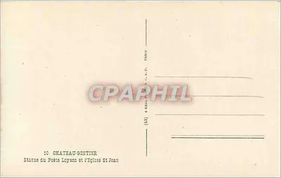 Château-Gauntier — Statua poety Loysona i Kościół Świętego Jana — wydawca R. A. P. Paris — Rewers