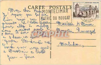 Bilhete postal antigo Abadia de Nossa Senhora de Bon Secours em Maubec perto de Montelimar, Drome, Vista Geral — Verso