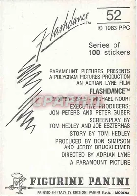 Flashdance — cena do filme — Figurine Panini n°52 — Verso