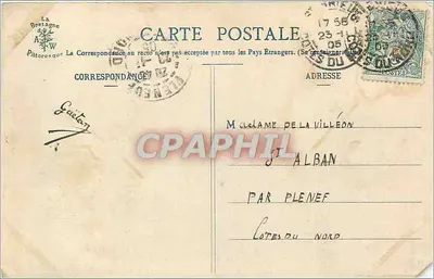 Ruínas do Castelo de La Hunaudaye — A Bretanha Pitoresca, série 303 — editor A. Waron, St-Brieuc — Verso