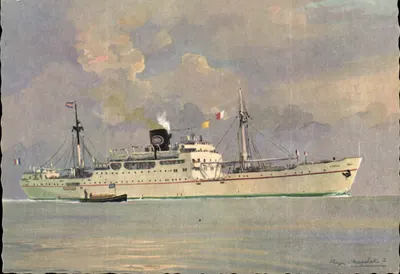 Paquebote "AZROU" — Compagnie de Navigation Paquet — Editor: Imp. Georges Lang, Paris, n° E. 3218