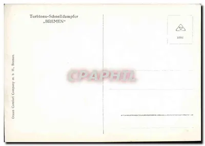Cruiser Turbinen-Schnelldampfer "BREMEN" — Companhia Ocean Comfort m. b. H., Bremen — n° 1005 — Verso