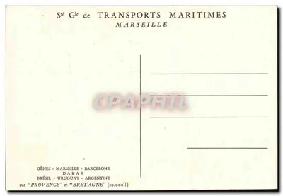 C croisière sobre o navio de passageiros "Provence" — Sociedade Geral de Transportes Marítimos, Marselha — Verso
