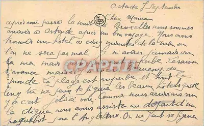 Ostende — A Digue e o Kursaal — editor Neus, número de série não visível — Verso
