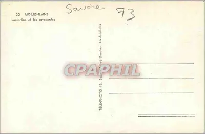Lamartine i Savoyardes — Aix-les-Bains — TÉLÉ-PHOTO 18, Plac Alfred-Boucher — Rewers