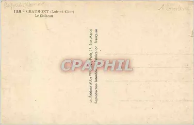 Chaumont (Loir-et-Cher) — Zamek — Wydawnictwo Sztuki 'WYVON', Paryż — Rewers