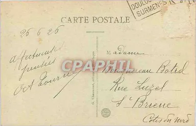 Néris-les-Bains — Le Casino — éditeur G. Chaumont, n° 305 — Verso