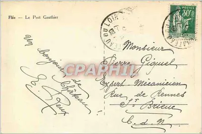 Flée — Port Gauthier — Stara pocztówka — Rewers
