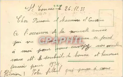 Zimowy krajobraz — zasnieżona domowa — wydawca S.B.W. Paryż — Rewers