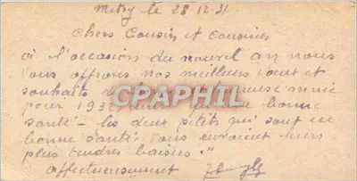 Zimowy krajobraz z zasnieżonym domem — 'Bonne Année' — CBA 22 — Rewers