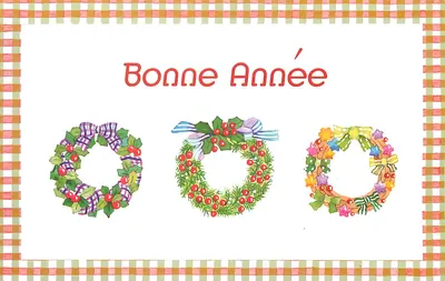 Bom Ano — três coroas de Natal — editor não visível