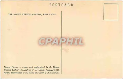 A Casa de Mount Vernon — vista do East Front — editor M.V.L.A. — Verso