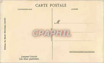Stara pocztówka Jacques Callot Les deux pantalons — Rewers