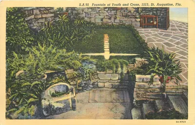 Fonte da Juventude e Cruz, 1513, St. Augustine, Fla. — S.A. 95, editor Duval News Company, Jacksonville, Fla.