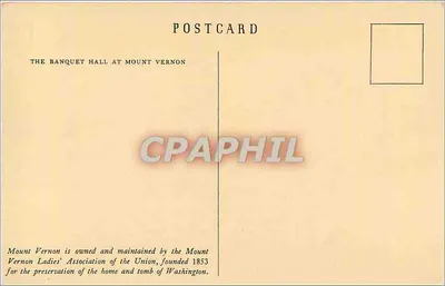 Sala de banquetes em Mount Vernon — editor M.V.L.A. — número de série 1938 — Verso