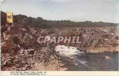 Low Water, Great Falls Park, VA — 13 milhas de Washington, D.C. — Pub. by David F. Carroway, Washington, D.C. n° 37208