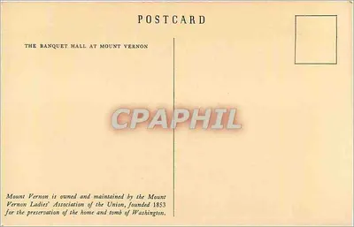 Sala de jantar em Mount Vernon — editor M.V.L.A. — número de série não visível — Verso