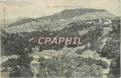 Uriage-les-Bains e seu Castelo — vista panorâmica — Edição L. P., Grenoble, n° 846