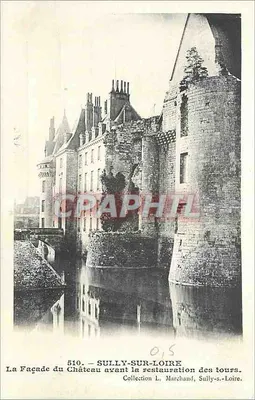 Sully-sur-Loire — Facha do Castelo antes da restauração das torres — Coleção L. Marchand, Sully-s.-Loire, n° 510