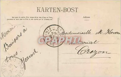 Bilhete postal antigo Concarneau A Praia dos Areias Brancas As Villas — Verso