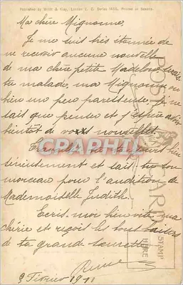 Jovem moça com chapéu branco — Simplicidade — Wildt & Kray, série 1466 — Verso