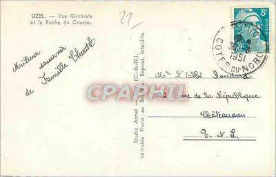 Uzél — Widok ogólny i skała Kukułka — Studio Armel (C.-du-N.) — Rewers