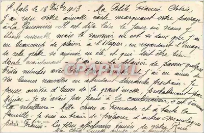 Cztery ptaki na gałęzi — pejzaż wiejski z domem — wydawca nieznany — Rewers