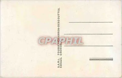 Czerwone lilie na tle alpejskiego krajobrazu — zasne góry — wydawca S.A.R.L. FOUSETTE-CHARRON-DES-GOUTTES, Grenoble — Rewers