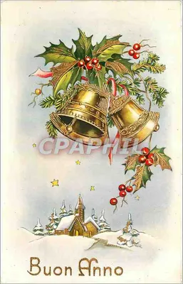 Sinos e hortência — Cenário de Natal — Buon Anno — editor desconhecido