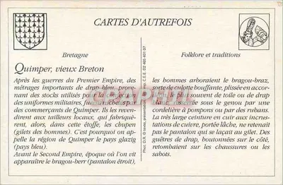 Quimper — Velho Bretão — Cartas de outrora — Verso