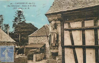 LANNION (C.-du-N.) - Rue Kérampont - Estátua de São Divy (século XV) - A. B.